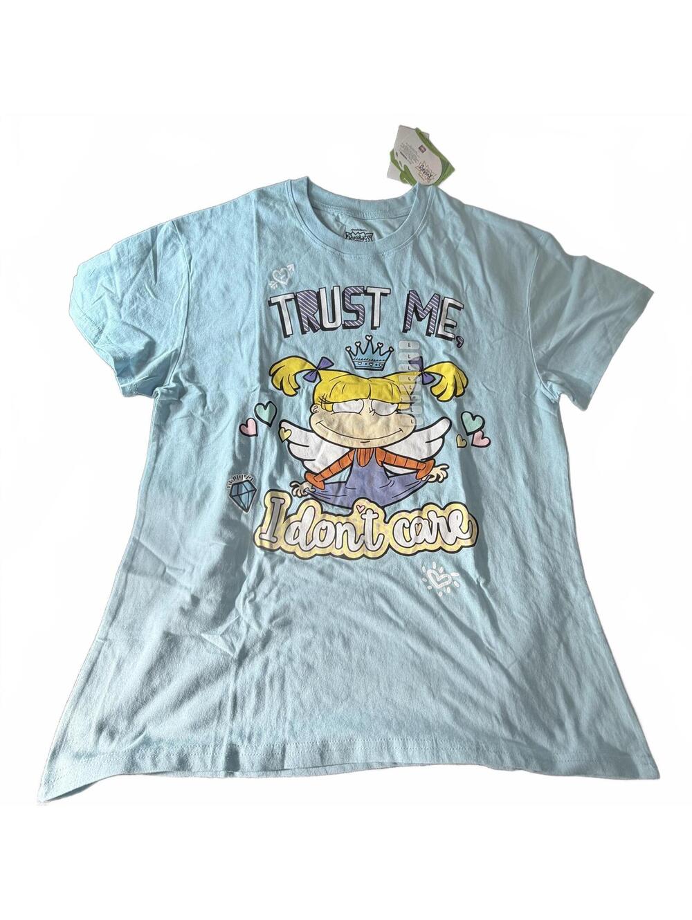 NWT Rugrats Angelica Trust Me I Don't Care Graphic T-Shirt Light Blue